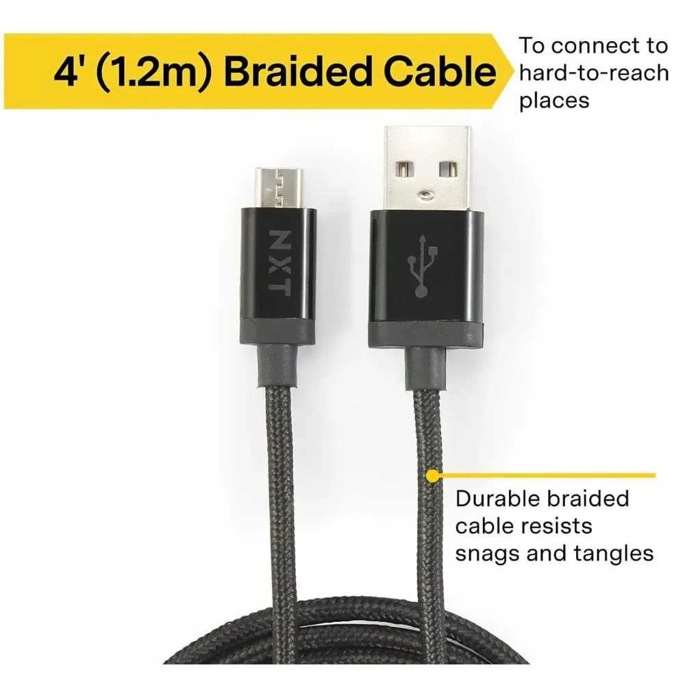 NXT Technologies 4FT USB to Micro USB Braided Charging Cord-NIB